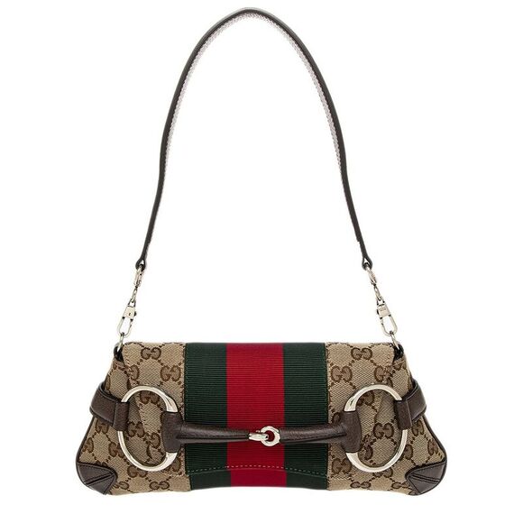 Gucci Horsebit Small Canvas & Leather Shoulder Bag - Picture 1 of 3